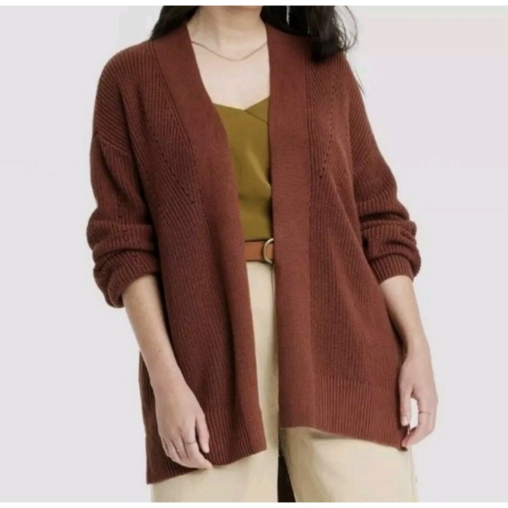 Universal Thread Open-Front Cardigan Sweater size L - Brown/Pockets - NEW